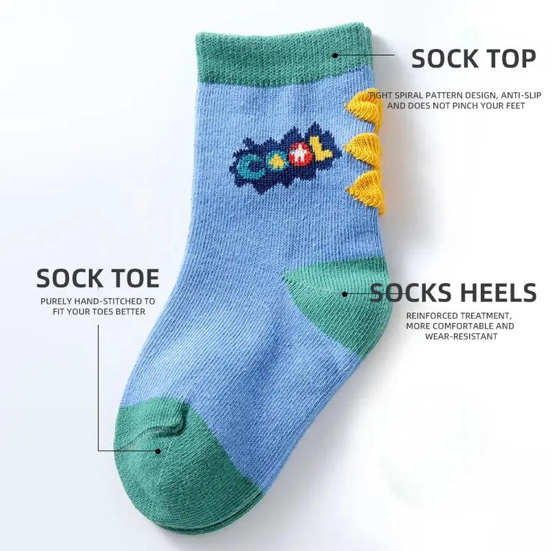 5 أزواج جوارب أطفال برسوم متحركة لجميع الفصول - OMOMA