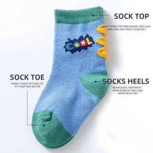 5 أزواج جوارب أطفال برسوم متحركة لجميع الفصول - OMOMA