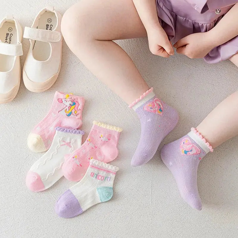 5 أزواج/مجموعة جوارب قطنية للأطفال للبنات - OMOMA