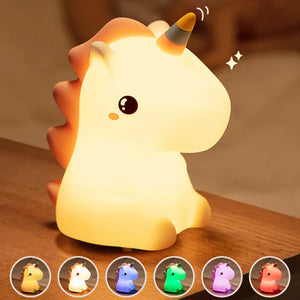 Unicorn Silicone LED Night Light for Children (Usb recharging - Touch sensor)