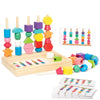 Toddler Wooden Montessori Toys - Stacking as Cards - With Storage Board