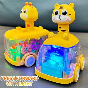 Press Gear Car Children's Toy Car Pull Back Boy Children Inertial Car Puzzle Animals Car