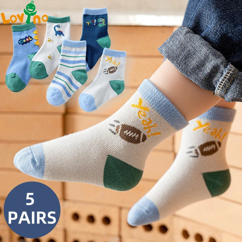 5 Paar Cartoon Kindersocken für vier Jahreszeiten