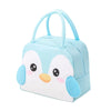 Tote Lunch Box Bag Cartoon 3D Three-Dimensional Insulation Student Lunch Bag Thickened Aluminum Foil Insulation - Light blue penguin
