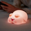 باندا / خروف / أرنب ضوء LED ليلي من السيليكون للأطفال (يشحن عبر USB - مستشعر يعمل باللمس) - Pig