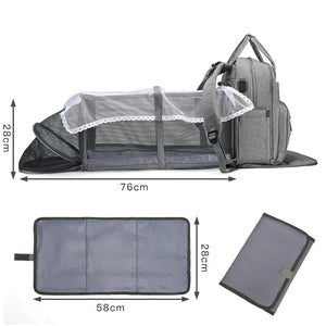حقيبة الأم الجديدة لسرير الطفل الممتد بسعة كبيرة وفاصل بولي متعدد الطبقات للأم والطفل USB