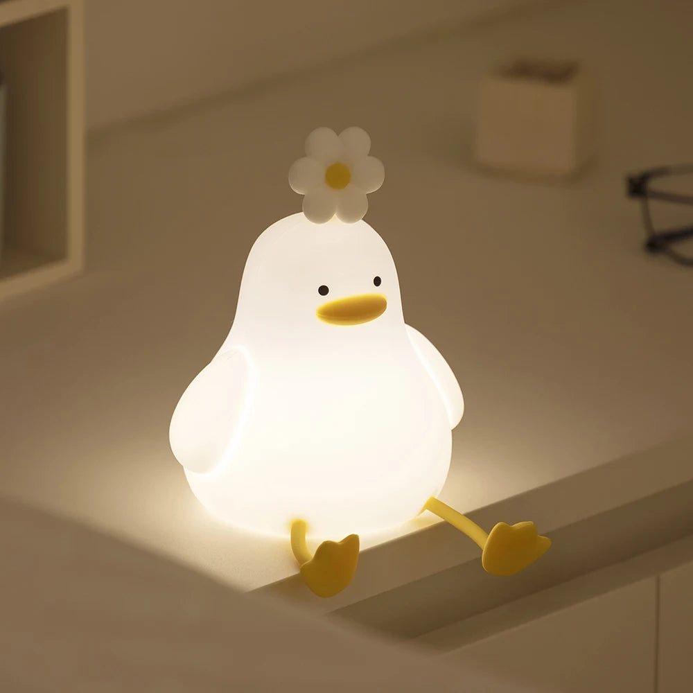 LED-Nachtlicht aus Silikon in Form einer Ente für Kinder (Aufladen über USB – Berührungssensor)