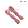 Baby silicone Spoon and Fork Set (1Pair) - Red 1 Pair