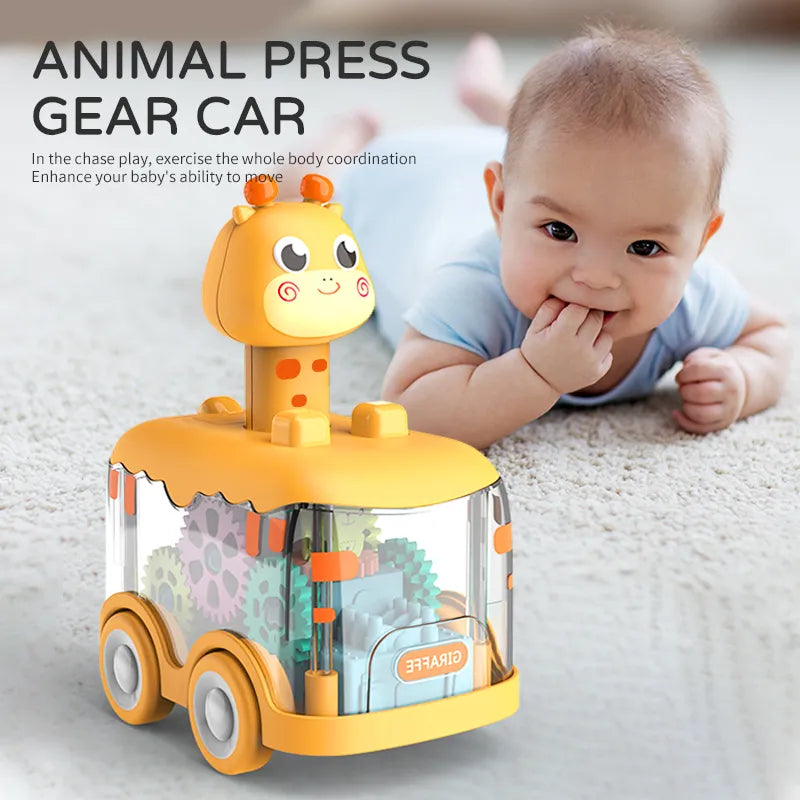 Presse Getriebe Auto Kinder Spielzeug Auto Pull Back Junge Kinder Trägheit Auto Puzzle Tiere Auto