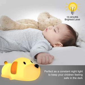Puppy Silicone LED Night Light for Children (Usb recharging - Touch sensor)