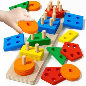 ألعاب الفرز والتراص الخشبية منتسوري للأطفال - OMOMA