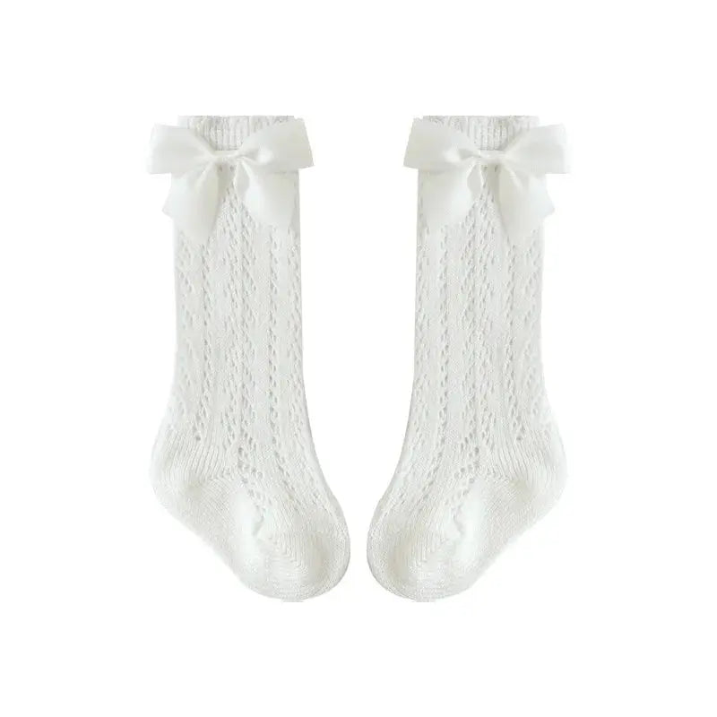 جوارب طفلة صغيرة - نمط إسباني - قطن بفيونكة - OMOMA