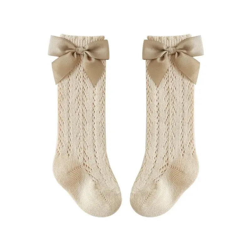 جوارب طفلة صغيرة - نمط إسباني - قطن بفيونكة - OMOMA