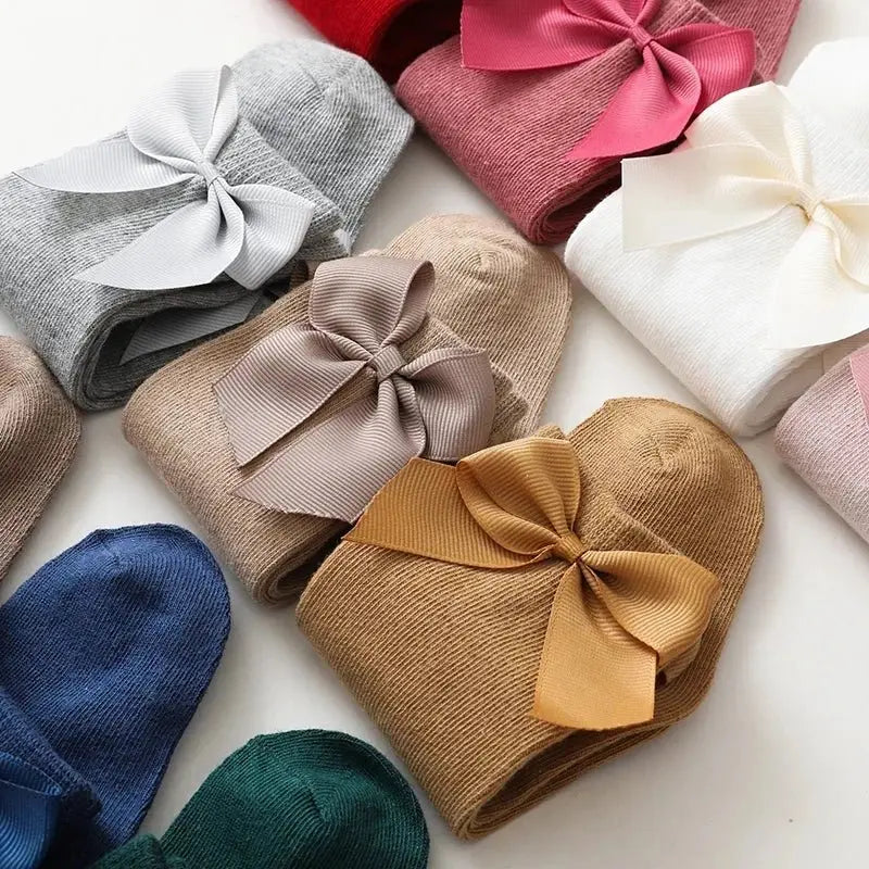 جوارب طفلة صغيرة - نمط إسباني - قطن بفيونكة - OMOMA