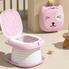 قعادة محمولة على شكل قطة لطيفة، مرحاض أطفال قابل للطي - pink