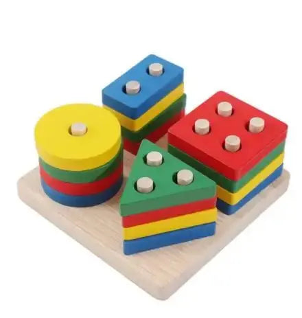 لعبة منتسوري خشبية - مكعبات بناء - OMOMA