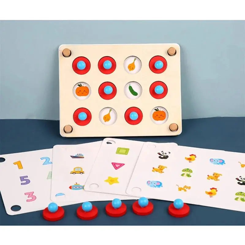 لعبة شطرنج مطابقة الذاكرة منتسوري - ألغاز ثلاثية الأبعاد - خشبية - OMOMA