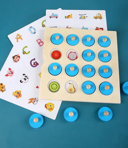 لعبة شطرنج مطابقة الذاكرة منتسوري - ألغاز ثلاثية الأبعاد - خشبية - OMOMA