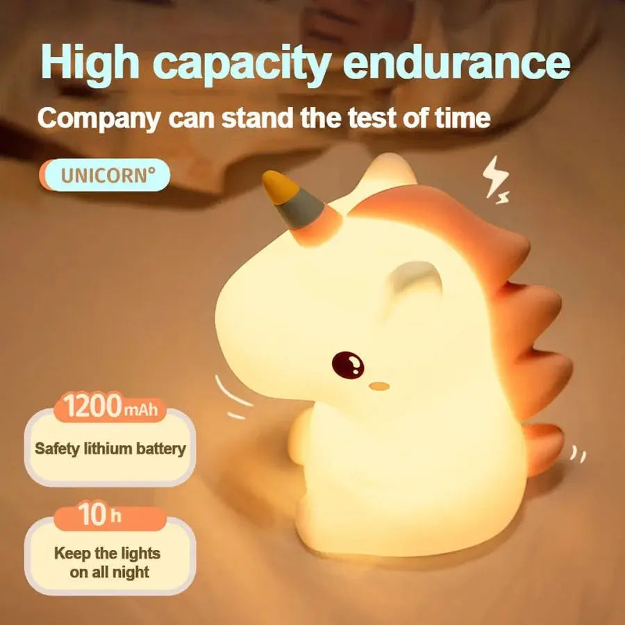 مصباح ليلي LED سيليكون يونيكورن للأطفال (شحن USB - مستشعر لمس) - OMOMA