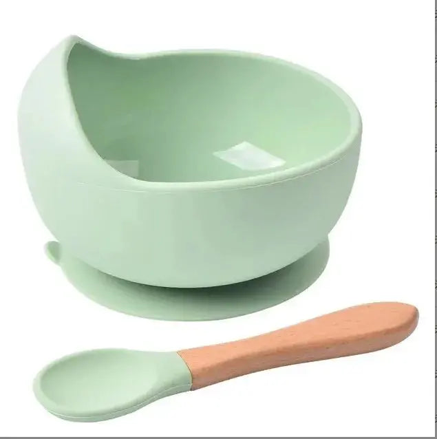 وعاء تغذية سيليكون عالي الجودة مانع للانسكاب، أطباق أطفال، ملعقة عشاء للأطفال، أدوات مائدة سيليكون للأطفال من الدرجة الغذائية - OMOMA