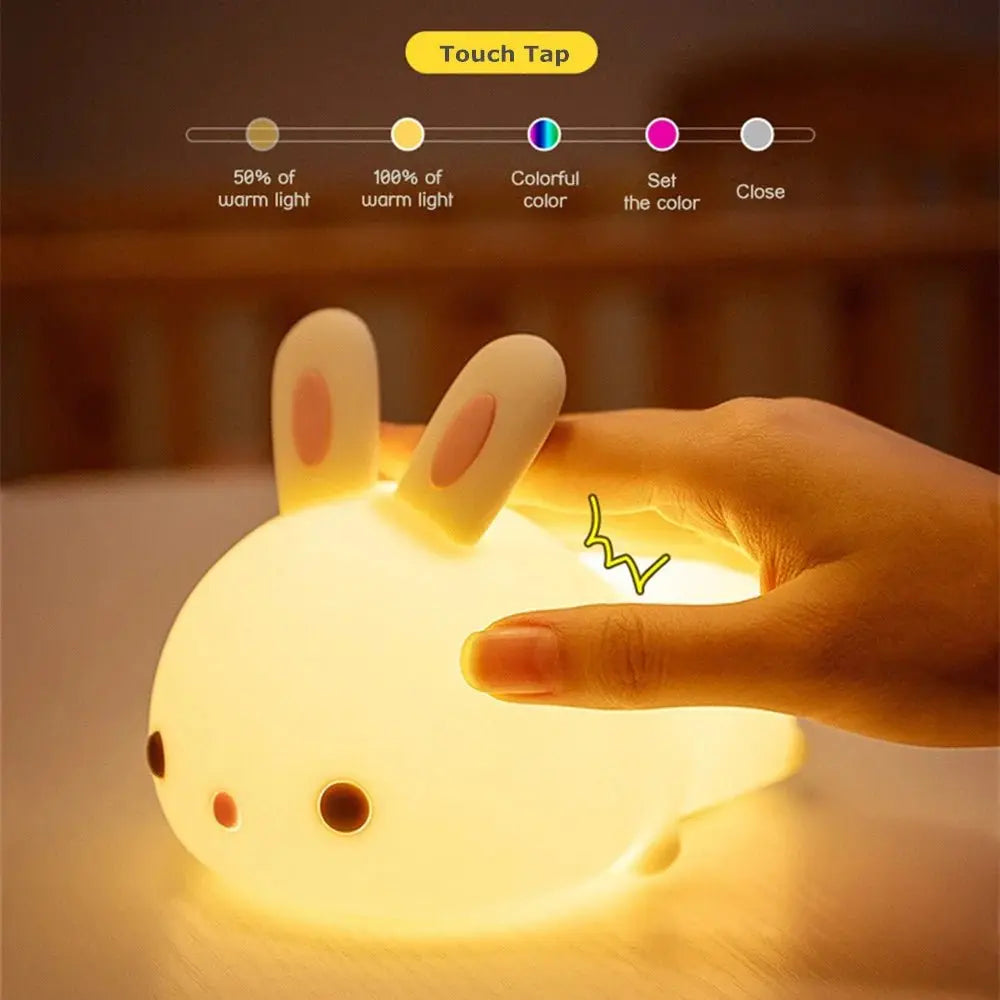 Rabbit Silicone LED Night Light for Children (Usb recharging - Touch sensor) - OMOMA