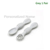 طقم ملعقة وشوكة سيليكون للأطفال (زوج واحد) - Grey 1 Pair